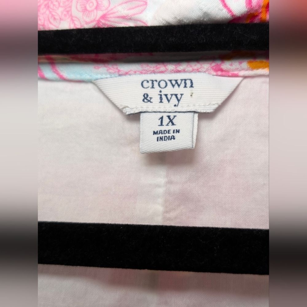 Crown & Ivy Pink Flamingo Tropical Print Dress 1X Plus Size Ruffle Resortwear - Picture 5 of 7